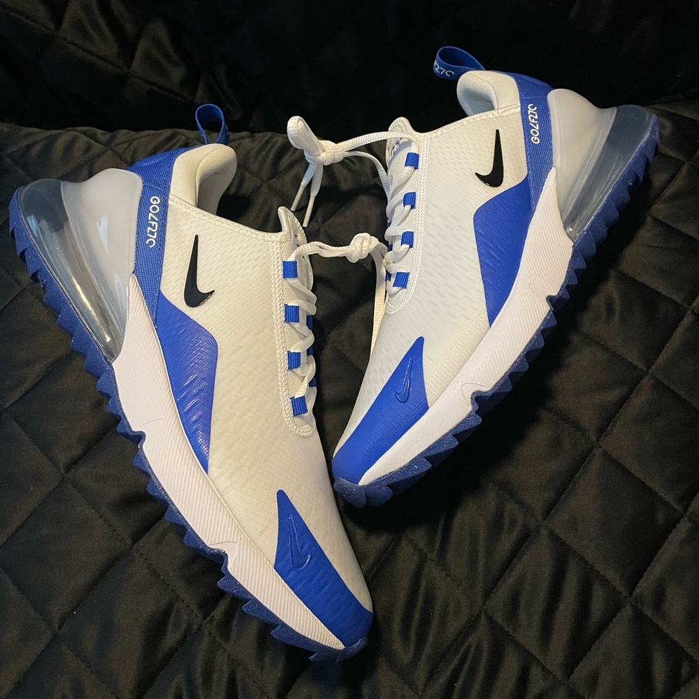 Nike Air Max 270 G CK6483-106 White-Black-Racer Blue Men's Golf Shoes size 8.5